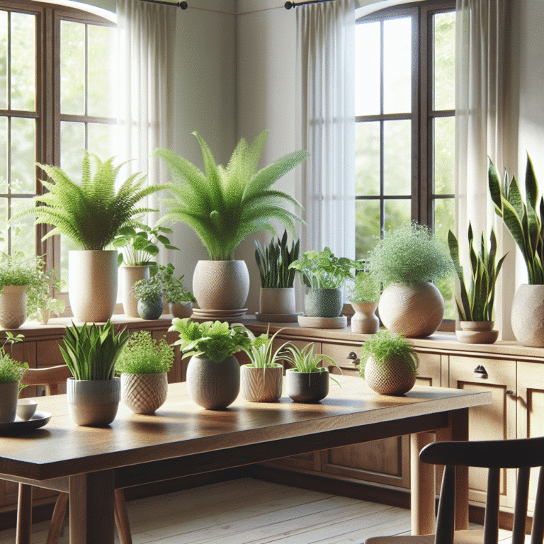 Compact air-purifying plants for kitchens and dining areas